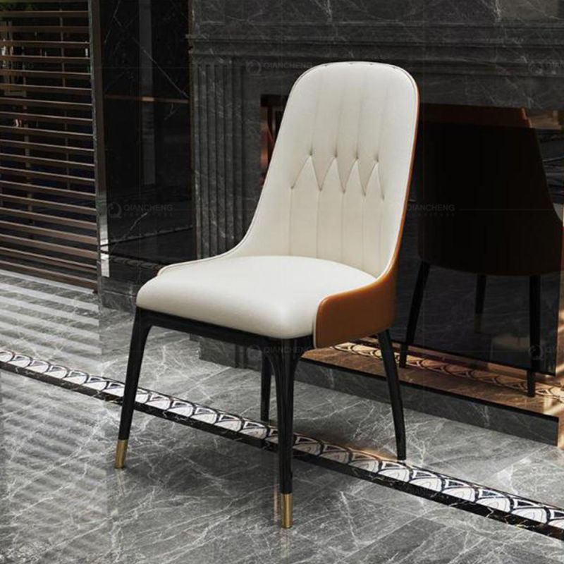 Metal Industrial Frame Chaise PU Leather House Dining Chairs