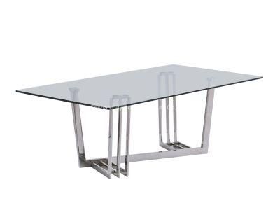 Silver Coffee Table with Clear Tempered Glass Top 10mm