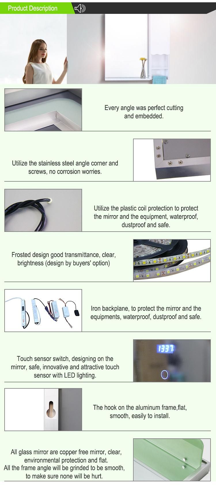 LED Mirror Bluetooth Music Bathroom Vanity Mirror Light Glass Mirror with Ce Certifications