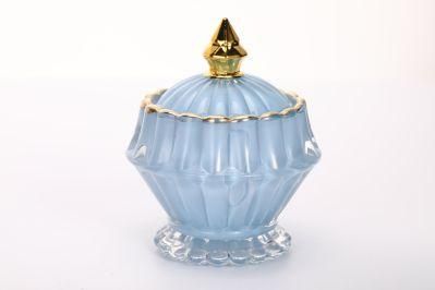 Wholesale High Quantity Colored Glass Candle Holder with Lid for Home Decoration