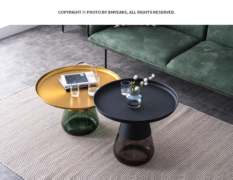 Office Furniture Metal Countertop Green Glass Table