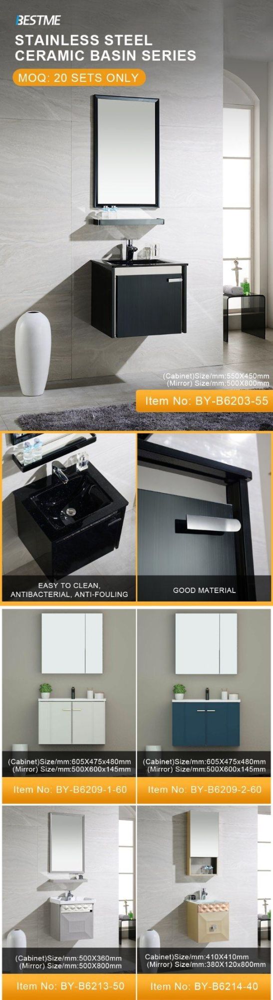 304SUS Moistureproof Sanitary Ware Cabinet Furniture (by-B6203-55)