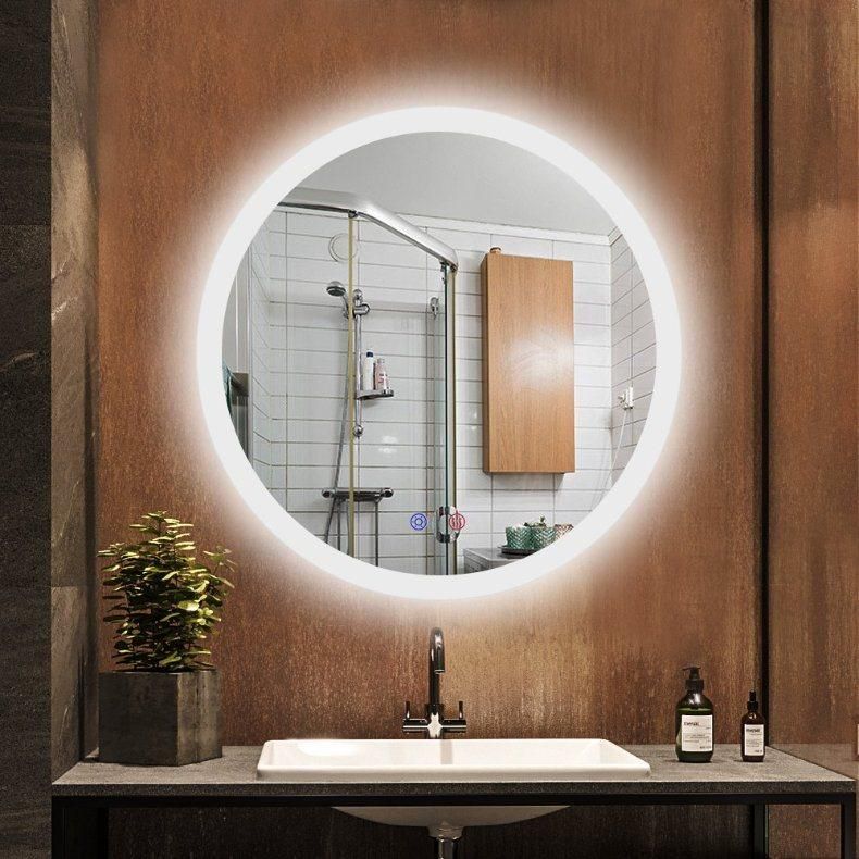 2021 Modern Style Round Mirror Bathroom Customized LED Lighted