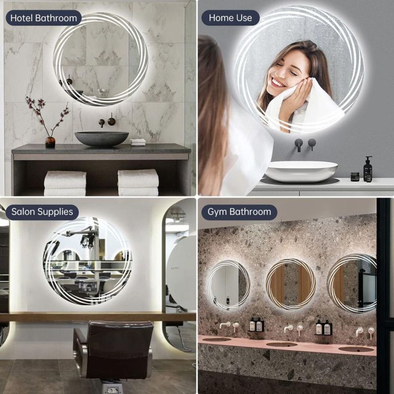 LED Mirror Lamp Bathroom Makeup Mirror Round Shape Intelligent Lighting Decorative