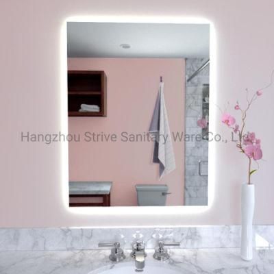 Home LED Lighted Rectangle Bathroom Wall Mirror Silver
