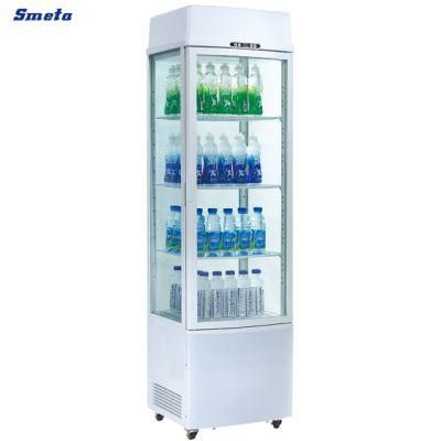 White Color Beverage Vertical Refrigerated Cabinet Showcase
