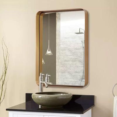 Jinghu China Factory Metal Aluminum Alloy Wooden Frame Mirror Black Golden Home Decorative Bathroom Mirror