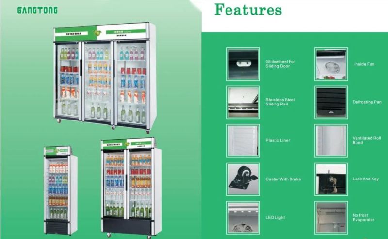 Low Price Supermarket Glass Door Vertical Showcase High-Quality Display Chiller Commercial Beverage Cooler