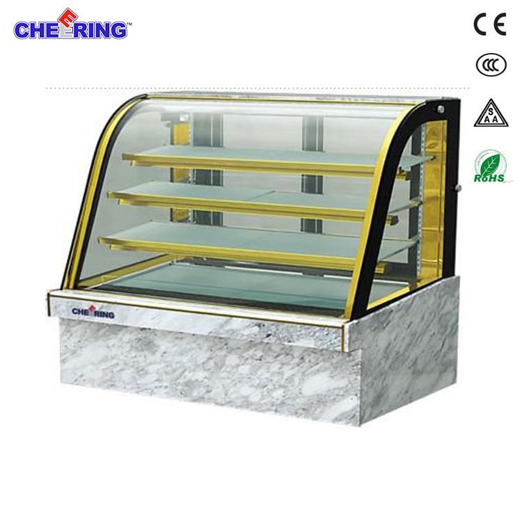 Cheering Hot Sale Commercial Curved Glass Marble Cake Showcase