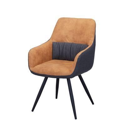 Indoor Hotel Leisure Upholstered PU Orange Nordic Leather Modern Restaurant Dining Chair