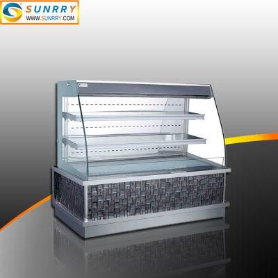 Open Type Black Marble Base Cake Display Refrigerated Showcase