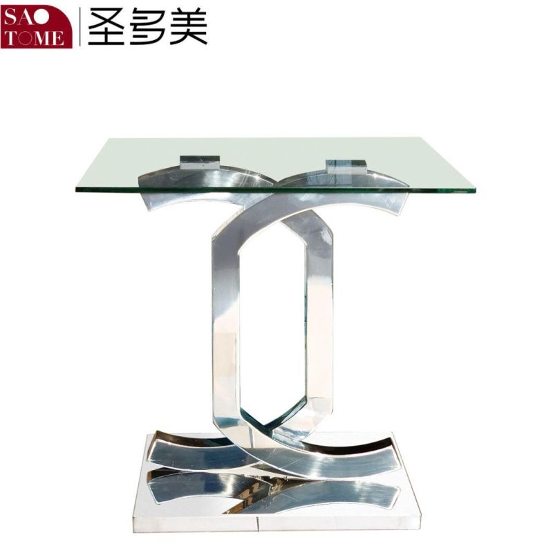 Modern Living Room Stainless Steel Transparent Glass Coffee Table