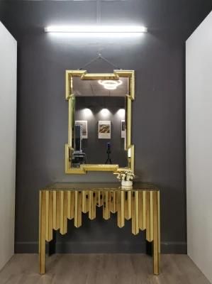 MDF+Mirror+Crush Diamonds Modern Furniture Console Table with Mirror Set