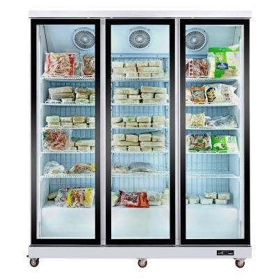 Quick Freezing Showcase Frozen Food Glass Door Display Freezer for Supermarket