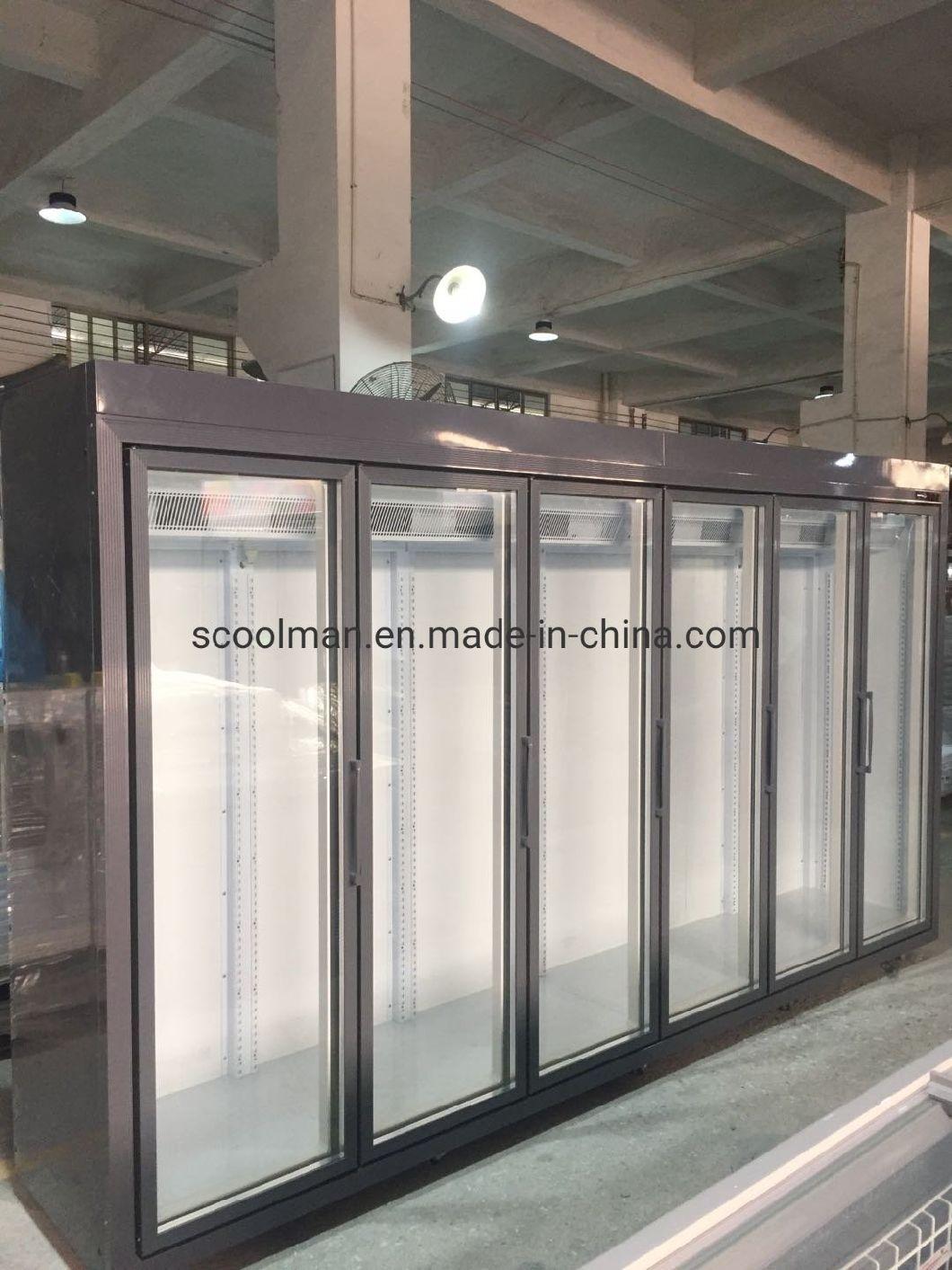 Commercial Supermarket Vertical Beverage Cooler Cold Drink Fridge Double Glass Door Showcase Display Refrigerator