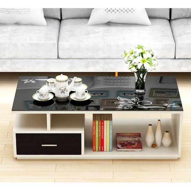 Home Furniture Drawer Glass Top Coffee Table