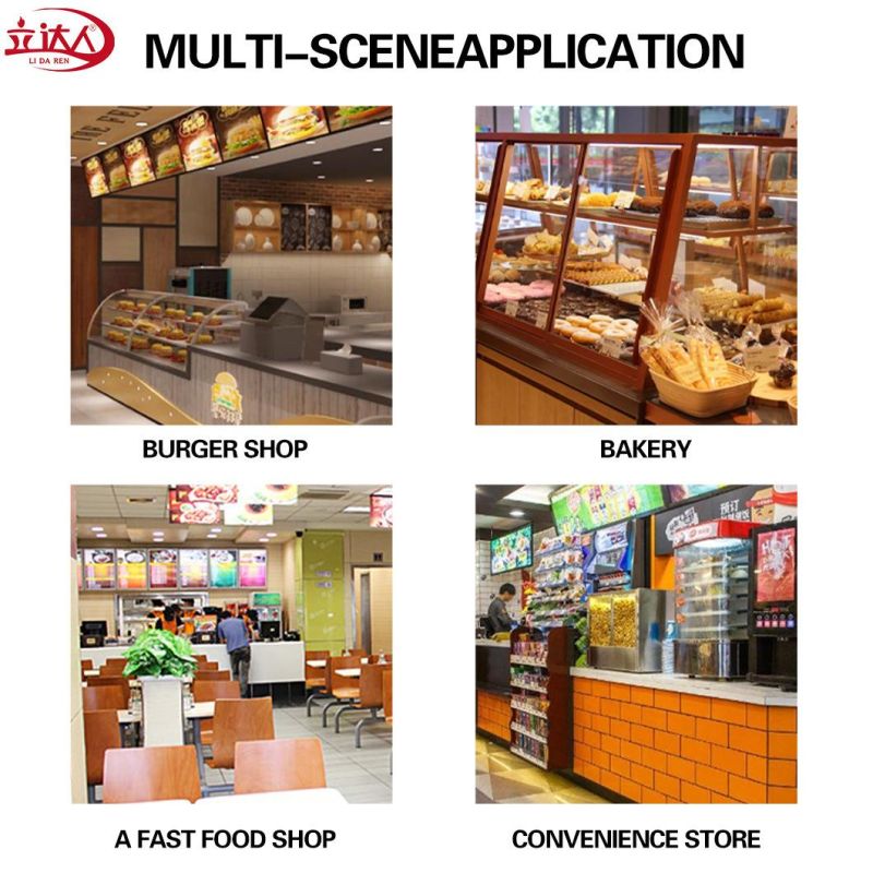 Professional Restaurant Equipment Counter Top Glass Hot Fast Food Heated Warming Display Cabinet Electric Warmer Showcase Kitchen Appliance