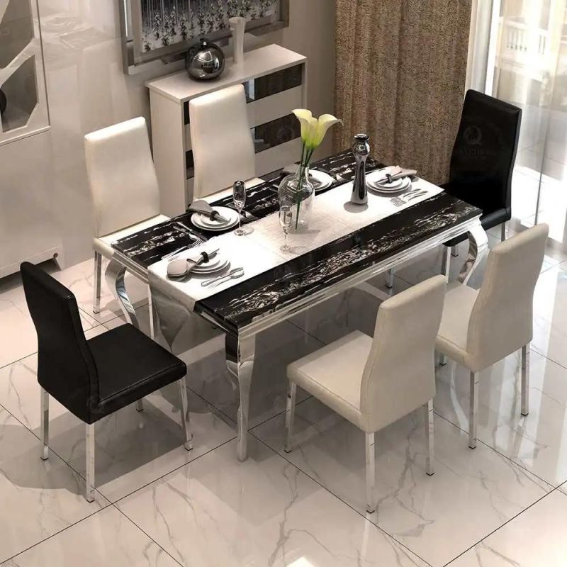 Restaurant Home Dinner Furniture Marble Dining Table Suitable for 6-8 People