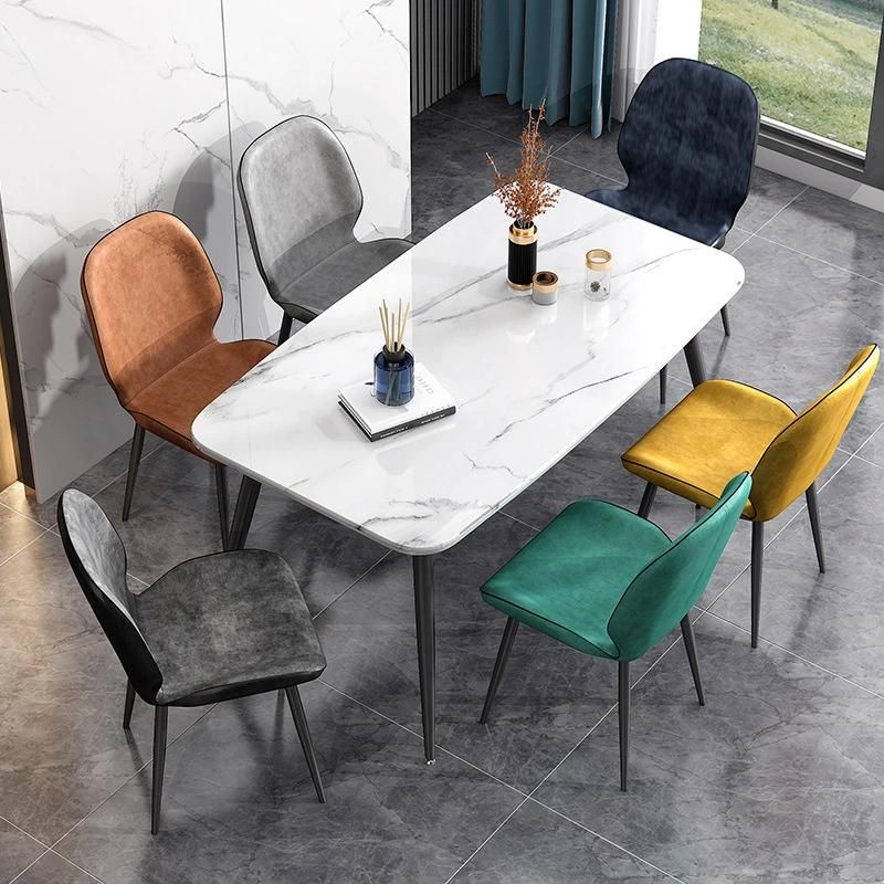 Hotel Home Restanrant Kitchen Banquet Wedding Furniture Metal Legs PU Leather Upholstered Seat Dining Chair