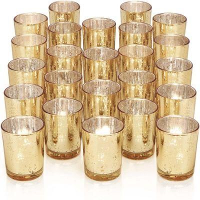 Gold Votive Candle Holders Table Mercury Glass Votives Gold Candle Holder Tealight Candle Holder for Wedding Centerpieces Party Decorations