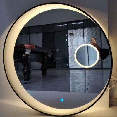 Jinghu Modern Style Home Decorative Round Metal Frame LED Bathroom Wall Mirror