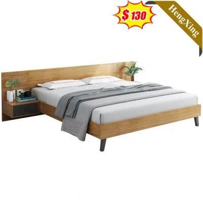 Modern Style Log Color Long Backrest Wooden Melamine Laminated Home Furniture King Queen Size Bed