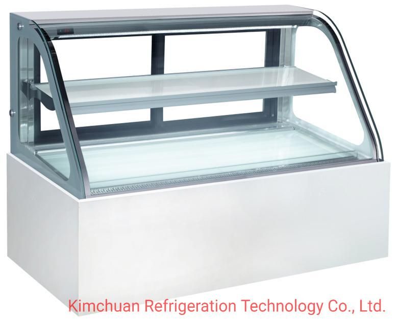 Curved Glass Showcase Cabinet Cooler for Cake Display Freezer