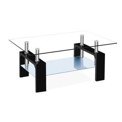 Simple Living Room Furniture Modern Furniture Clear Tempered Glass Center Coffee Side Table
