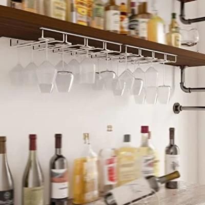 Pinot Wine Glass Holder Under Cabinet Organization and Storage for Kitchen Decor, 17 Chrome Finish