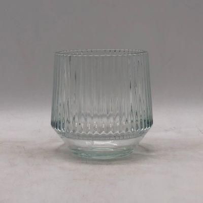 Clear Glass Candle Holder with Different Pattern and Customized Color