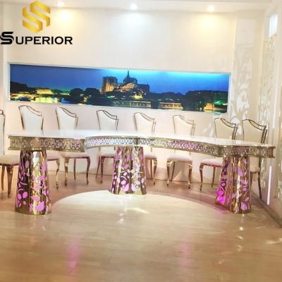 Hotel Banquet Hall Dining Furniture Half Moon Illuminated Restaurant Table