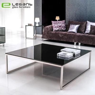 Minimalist Style Square Clear Glass Center Table