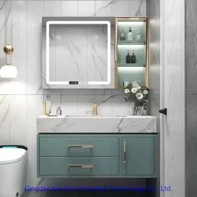 Bathroom Furniture Wall Mounted Bathroom Cabinet Ceramic Countertop Wooden Cabinet Body