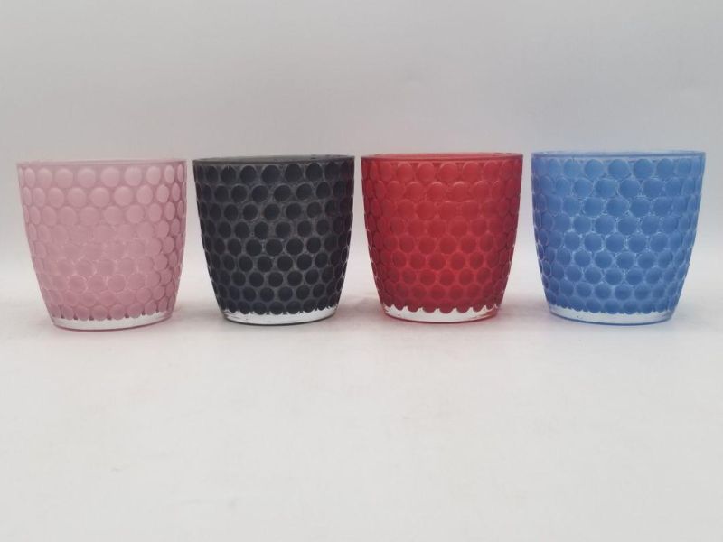 Glass Candle Holder with Various Pattern and Customized Color