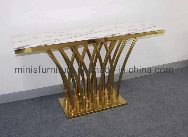 (MN-MS15) Good Quality Hotel Hallway Living Room Glass Top Gold Console Table