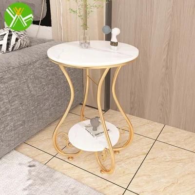Yuhai Wholesale Simple Modern Marble Metal Leg Nightstand Side Table for Living Room Furniture