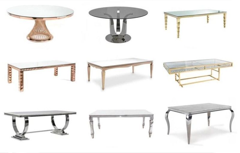 Wedding Furniture Luxurty Gold Frame Half Moon Stainless Steel Wedding Table