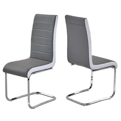 Modern Home Hotel Leisure Office Furniture Single Person High Back PU Leather Chrome Dining Chair Office Chair Dining Chair