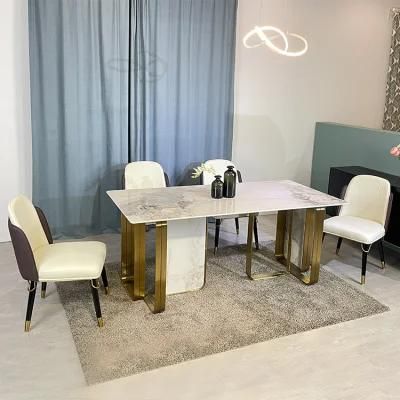 Premium Quality Ceramic Tile Top Dining Table White Nordic Set Luxury Room Furniture