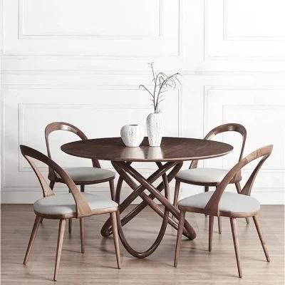 2019 Modern Art Design Nordic Style Dining Room Set Family Solid Wooden Round Dining Table