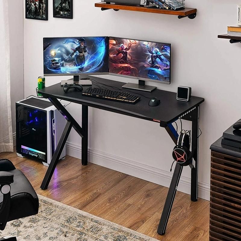 Wholesale Wooden K Shaped Gaming Desk Modern PC Ergonomic Game Table Black Office Computer Desks Small Desk