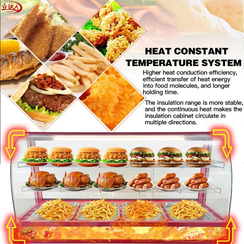 Fast Food Restaurant Equipment Electric Restaurant Food Warmer Glass Showcase