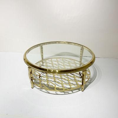 Living Room Gold Stainless Steel Frame Glass Coffee Table Modern Furniture Outdoor Garden Coffee Tables Hotel Furniture