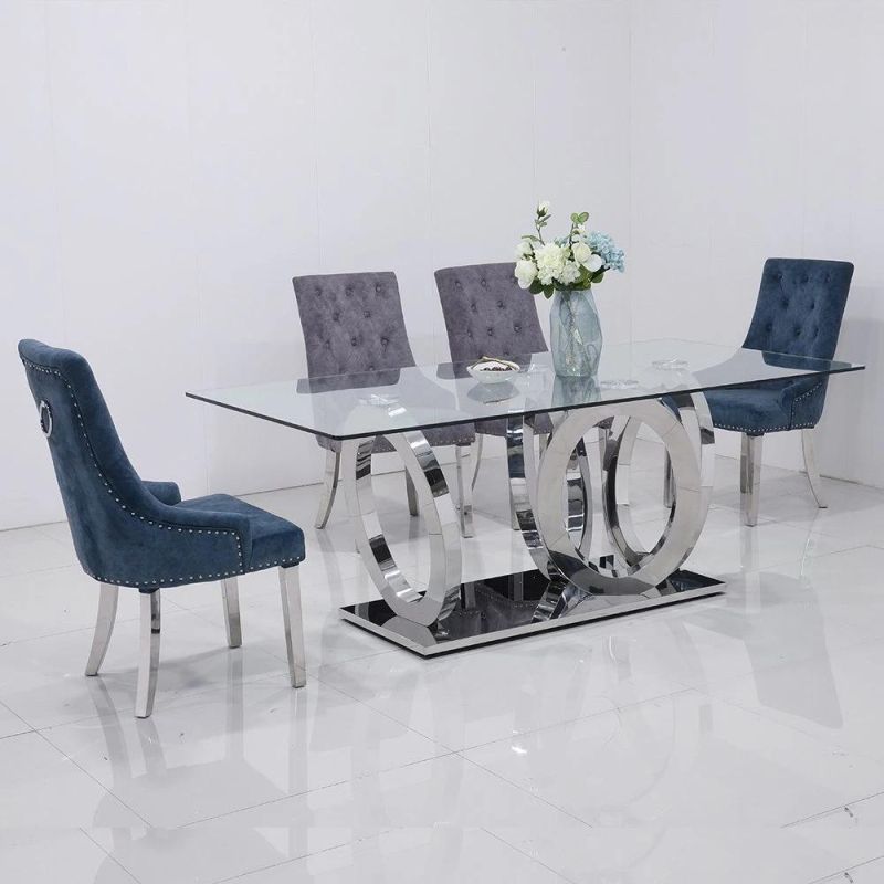 Luxurious Golden Stainless Steel Dining Set Restaurant Table with Marble