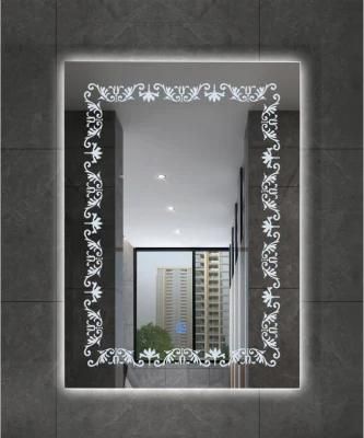 80X60cm 50X70cm Rectangular Bath Makeup LED Light Wall Mounted Bathroom Mirror