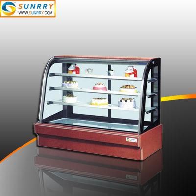 Neutral Bakery Display Shelves Showcase with Curved Glass