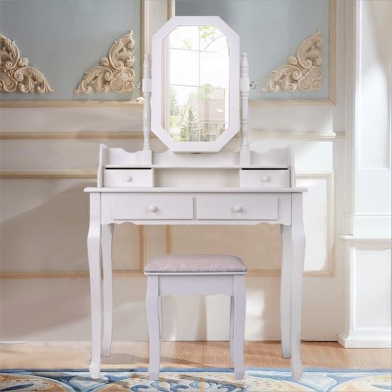 Dressing Table Modern Simple Solid Wood Dressing Table Table and Stool Combination Bedroom Small Apartment Vanity Mirror