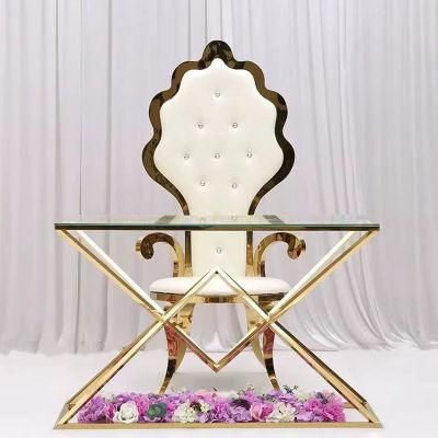 Foshan Decoration Restaurant Outdoor Table Chair Banquet Throne Wedding Event Golden Dining Chair