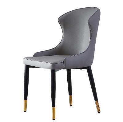 Modern Luxury Home Restaurant Outdoor Furniture PU Leather Spray Steel Dining Chair for Bedroom