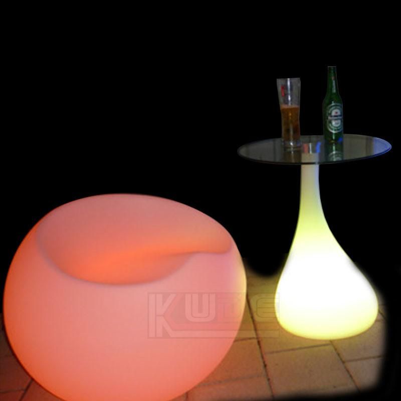 Outdoor LED Lighted Glass Table with 16 Color Changed